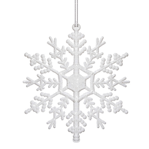 Zawieszki choinkowe 12 szt. śnieżynki na choinkę 12 cm białe brokatowe