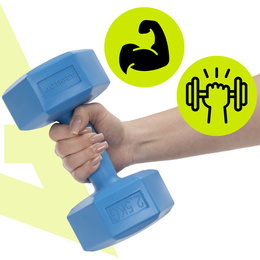 Ciężarki 2x2,5kg hexagonalne do ćwiczeń fitness hantle zestaw 2 szt. niebieskie