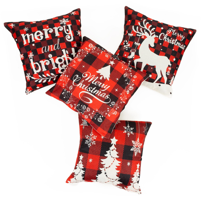 Poszewka dekoracyjna 40x40cm na poduszkę zestaw 4 szt. wzory świąteczne