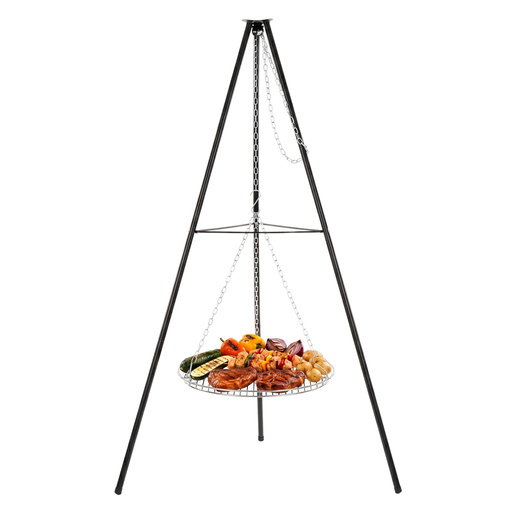 Grill ogrodowy, wiszący na stojaku z regulacją wysokości, ruszt 50 cm