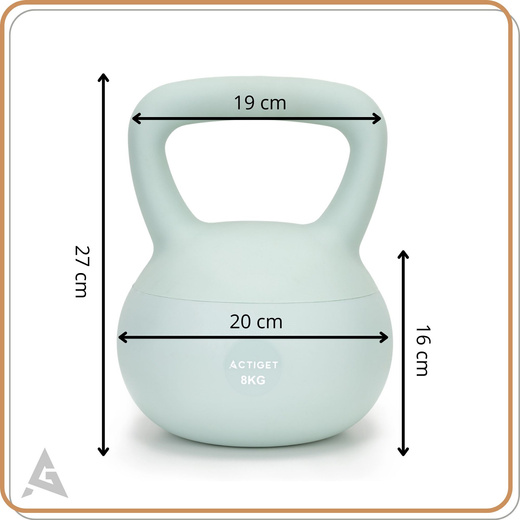 Kettlebell miękki 8 kg kula odważnik hantla ciężar do ćwiczeń fitness, turkusowy