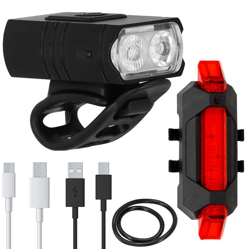 Zestaw lampek rowerowych na przód i tył 2 szt. na USB