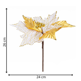 Gwiazda betlejemska 26 cm sztuczny kwiat, poinsecja złota z brokatem