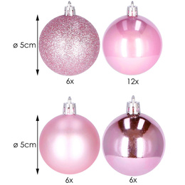 Bańki choinkowe 30 szt. bombki świąteczne zestaw różowy
