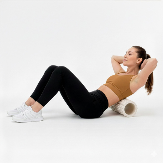 Wałek do masażu, średnio twardy, roller z wypustkami, jasny beż