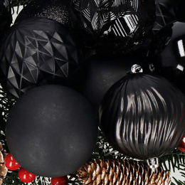 Bombki choinkowe 30 szt. czarny 8cm zestaw choinkowy