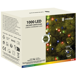 Lampki choinkowe 1000 Led multikolor niebieski flash 81,5 m oświetlenie świąteczne IP44