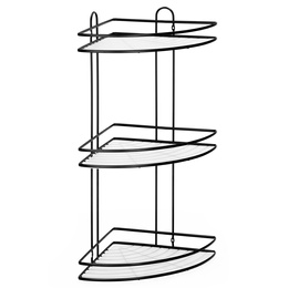 Półka łazienkowa narożna pod prysznic 3 poziomy, wisząca, czarna