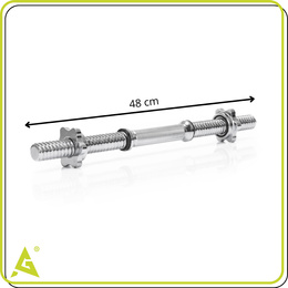 Gryf krótki 48 cm do hantli z zaciskami zestaw 2 szt. gwintowane 28 mm stal chromowana