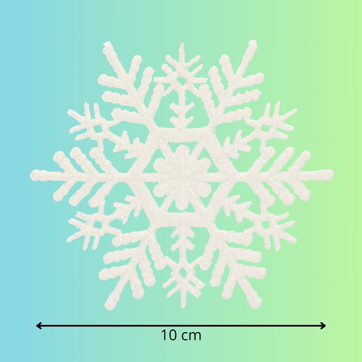 Zawieszki na choinkę śnieżynki 12 szt. ozdoba świąteczna 10,5 cm biały brokat