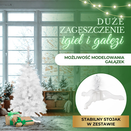 Choinka sztuczna 120 cm jodła biała nowoczesna jak żywa, ze stojakiem