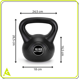 Kettlebell 10 kg odważnik, hantla do ćwiczeń ABS kula do treningu siłowego, czarny