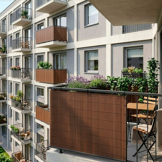 Osłona PVC maskująca na balkon, taras, ogrodzenie 500x100 cm brązowa