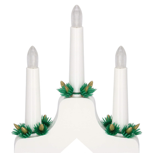 Świecznik adwentowy Led 7 świec biały drewniany