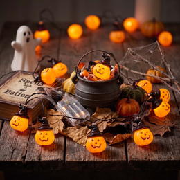 Lampki na Halloween dynie 5 m girlanda łańcuch świetlny na baterie 20 LED świecąca ozdoba