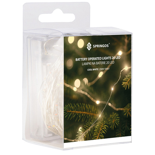 Lampki choinkowe 20 LED biały zimny