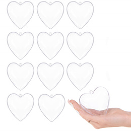 Bombki akrylowe 8cm serce plastikowe decoupage zestaw 12 szt.