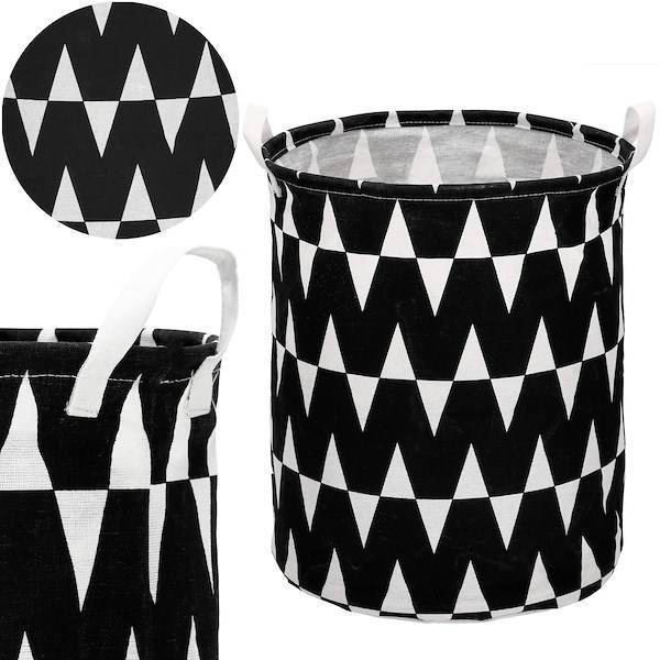 Kosz do przechowywania zabawek i ubrań pojemnik z uszami czarny zygzak