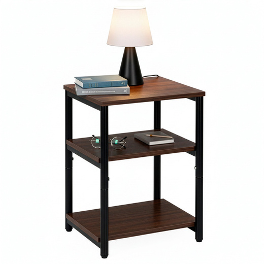 Szafka nocna, stolik z półkami do sypialni 35x31x59 cm nakastnik, ciemnobrązowy