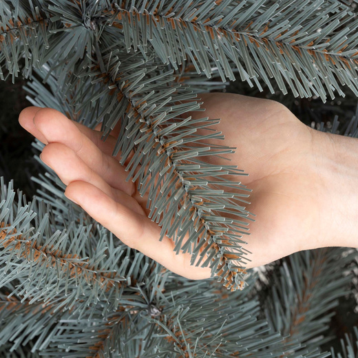 Choinka sztuczna 220 cm Świerk Kaukaski srebrny na stojaku, gęsty, jak żywa