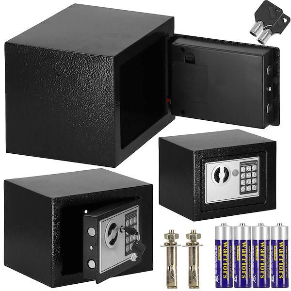 Sejf domowy na pieniądze, kasetka, skrzynka 23 cm z zamkiem elektronicznym czarny