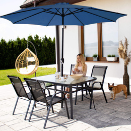Parasol ogrodowy składany 300 cm duży z korbką na balkon taras granatowy