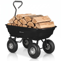 Wózek ogrodowy transportowy metalowy 250kg z funkcją wywrotki, czarny