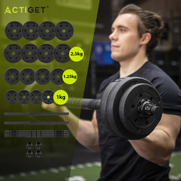 Hantle regulowane zestaw 2x15 kg obciążeń gryf do treningu 30 kg talerze zaciski łącznik do hantli