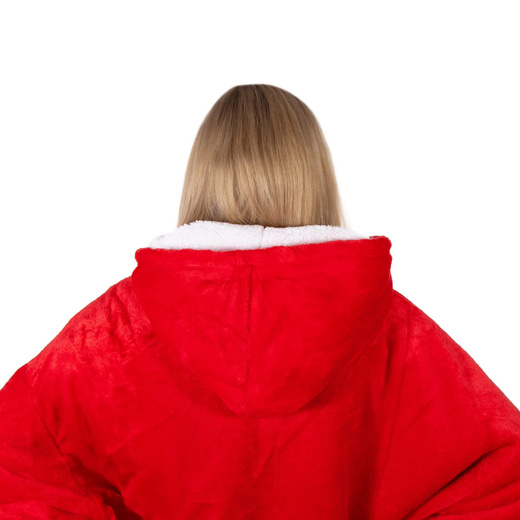 Kocobluza damska męska oversize koc bluza 2w1 z kapturem XXL ciepła czerwone