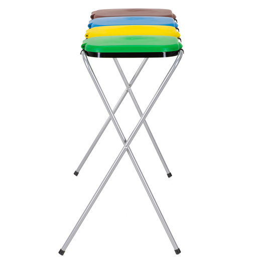 Stojak na worki na śmieci 4 komory kosz do segregacji odpadów, stelaż z pokrywami