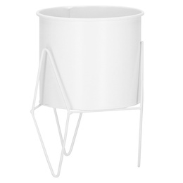 Stojący kwietnik 22 cm stojak z doniczką na kwiaty nowoczesny loft biały mat