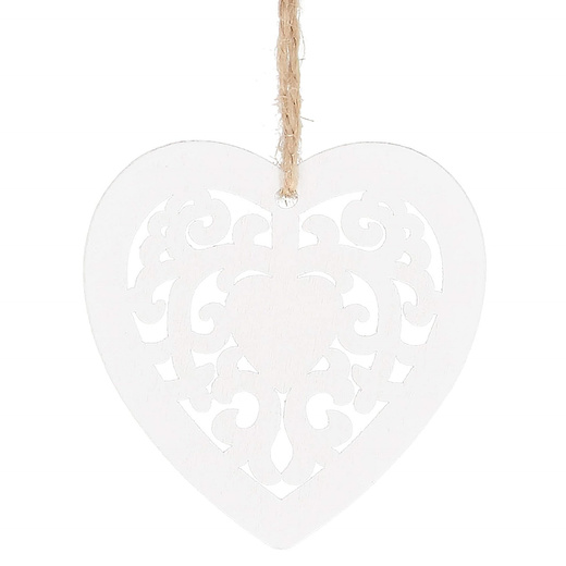 Zawieszka choinkowa 7cm drewniana, ozdoby świąteczne serca zestaw 6 szt.