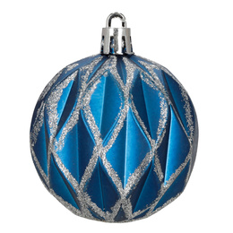 Bombki choinkowe 7 cm 6 szt.  zestaw ozdoby świąteczne zdobione matowe, niebiesko-srebrne