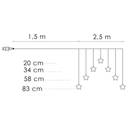 Kurtyna świetlna 70 Led gwiazdki lampki choinkowe wewnętrzne sople ciepły biały