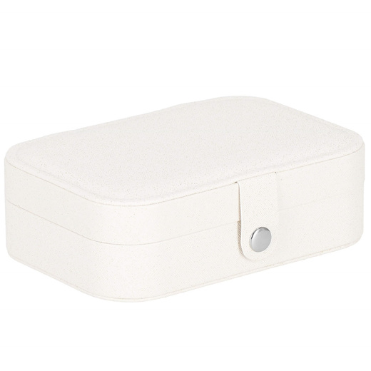 Szkatułka na biżuterię ekoskóra 16x11x5 cm kremowy z brokatem organizer z przegródkami