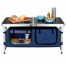 Stolik turystyczny, kempingowy 120x47x55 cm z organizerem, składany stół piknikowy, ogrodowy