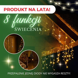 Kurtyna świetlna 500 led girlanda, lampki wewnętrzno-zewnętrzne sople biały zimny biały + ciepły biały flash