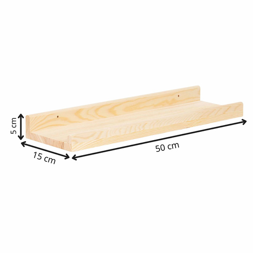 Półka ścienna na przyprawy, książki 50 cm zestaw 2 szt. półki wiszące,  naturalny brąz