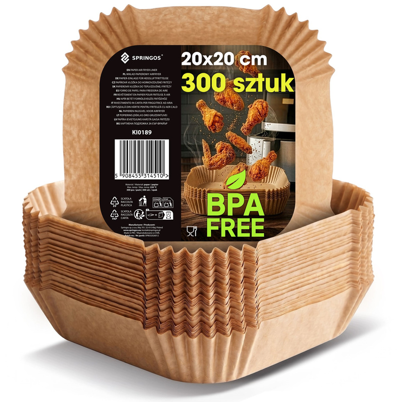 Wkłady papierowe do Airfryer 300 szt. tacki do frytkownicy beztłuszczowej 16x16 cm