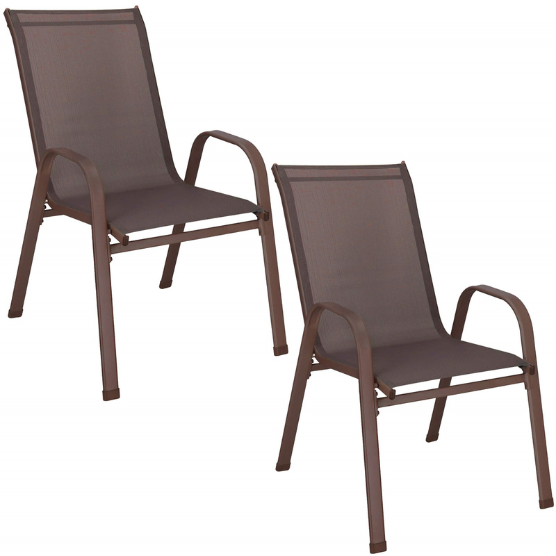 Krzesła ogrodowe, metalowe na balkon, zestaw 2 krzeseł na taras brązowe