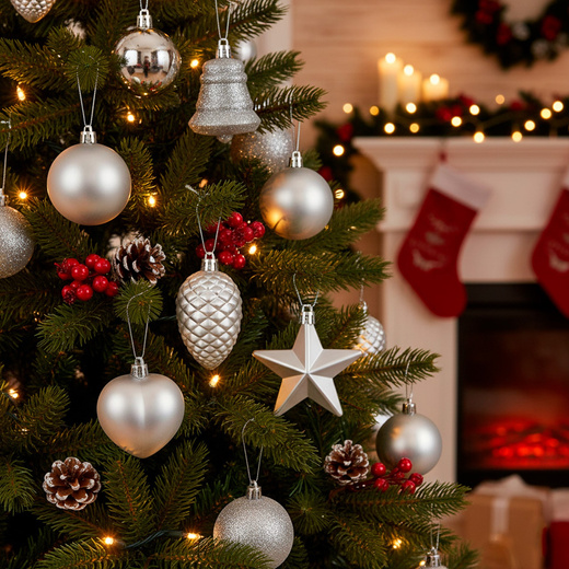 Bombki choinkowe 100 szt. zestaw dekoracji świątecznych zawieszki nietłukące srebrne