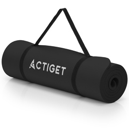 Mata do jogi, ćwiczeń fitness 183x61 cm antypoślizgowa, materac do stretchingu czarny