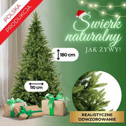 Choinka sztuczna premium 180 cm świerk naturalny