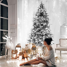 Lampki choinkowe 750 led biały zimny + flash 40m oświetlenie świąteczne IP44