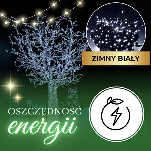 Lampki choinkowe 500 led bialy zimny 25m oświetlenie świąteczne IP44