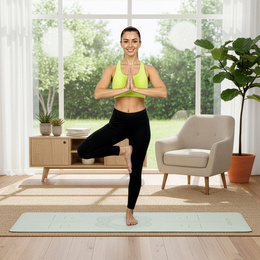 Mata do jogi, ćwiczeń fitness 183x61 cm antypoślizgowa, materac do stretchingu miętowy