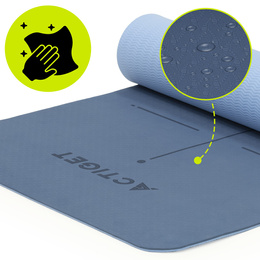 Mata do ćwiczeń 183x61 cm antypoślizgowa TPE do jogi, stretchingu z uchwytem niebieska