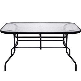 Meble ogrodowe na taras krzesła metalowe 6 szt. stół prostokątny 120 x 70 cm czarno-brązowy