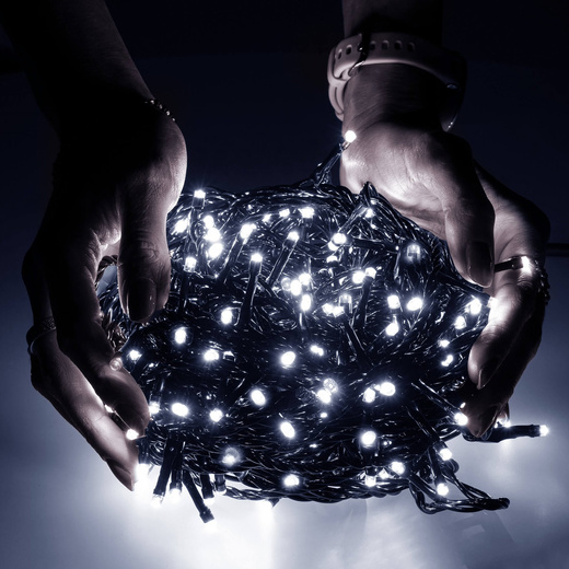 Lampki choinkowe 300 led biały zimny 15m oświetlenie świąteczne IP44