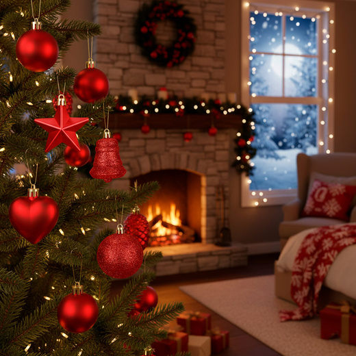 Bombki choinkowe 100 szt. zestaw dekoracji świątecznych nietłukące, czerwone